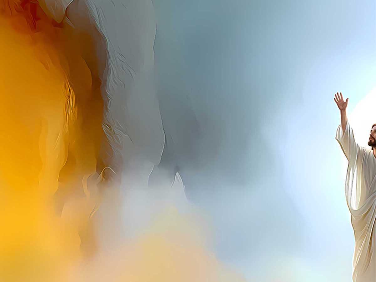 Canvas detail focusing on Christ illuminated by light, conveying authority and compassionate power in the miracle