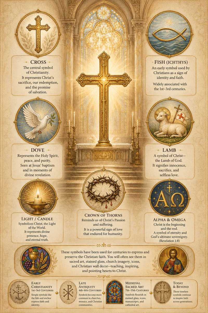 Gold ichthys (fish) symbol on a painted background representing early Christian identity