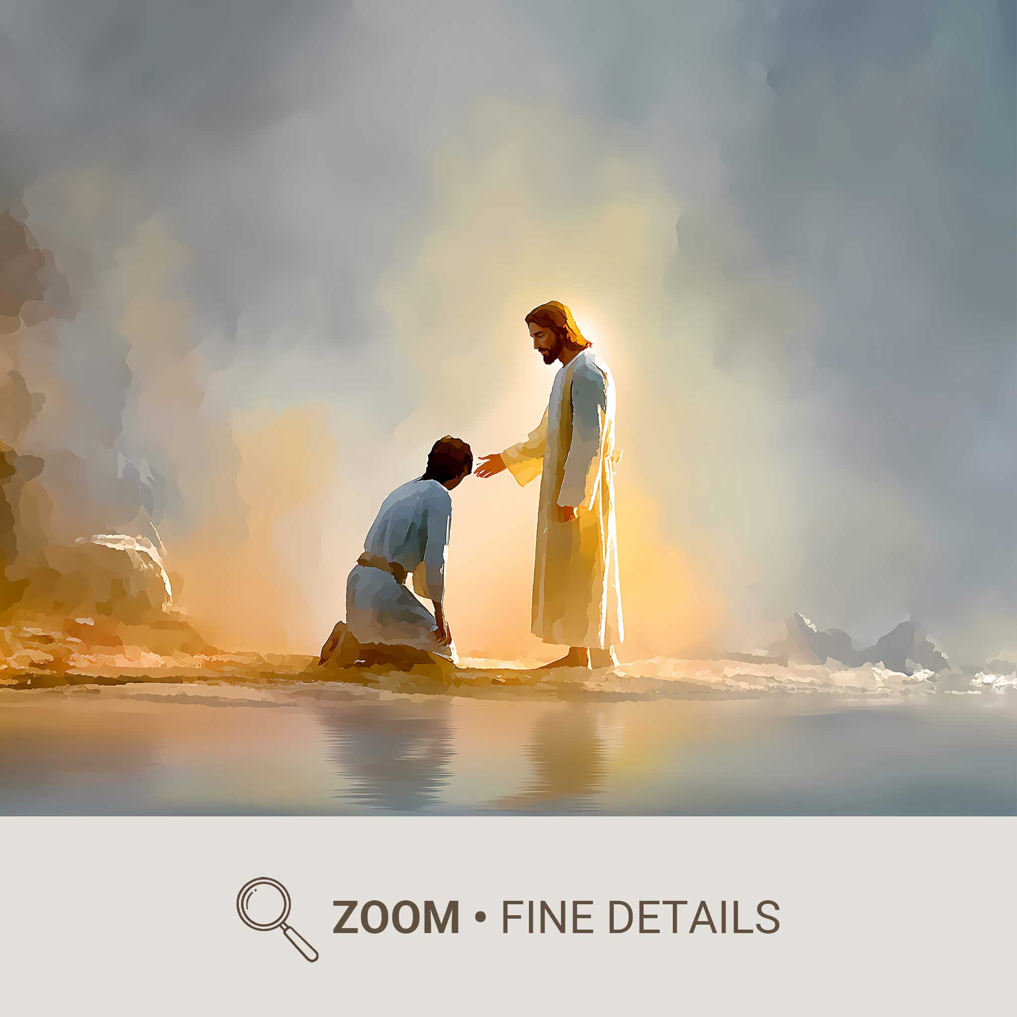Horizontal study showing Christ and witnesses in calm contemplation, the sobriety of line underscoring the scene's…