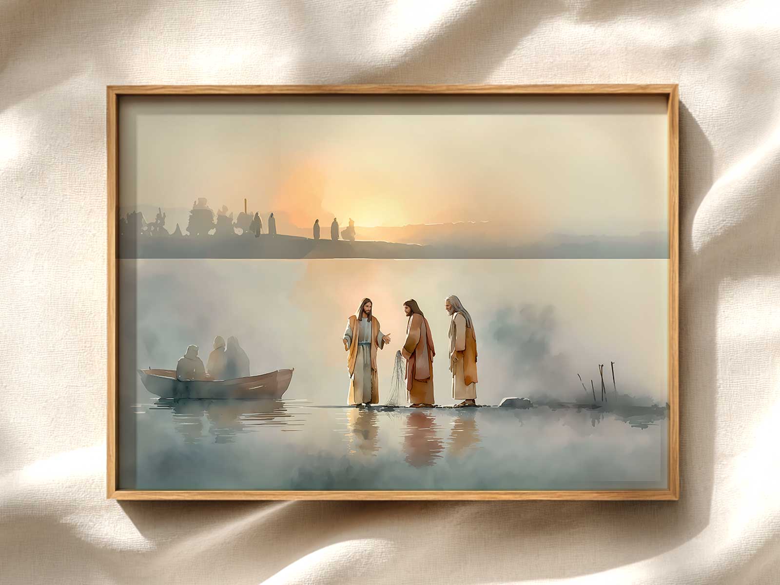 A calm interior moment of disciples listening to Jesus, arranged for domestic contemplation