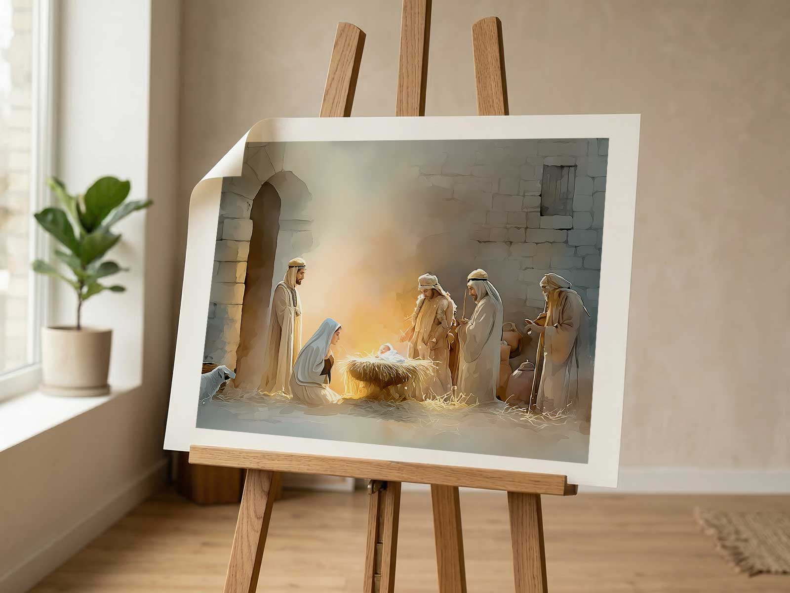 Emotive painting of Jesus calling Lazarus from the tomb with onlookers reacting