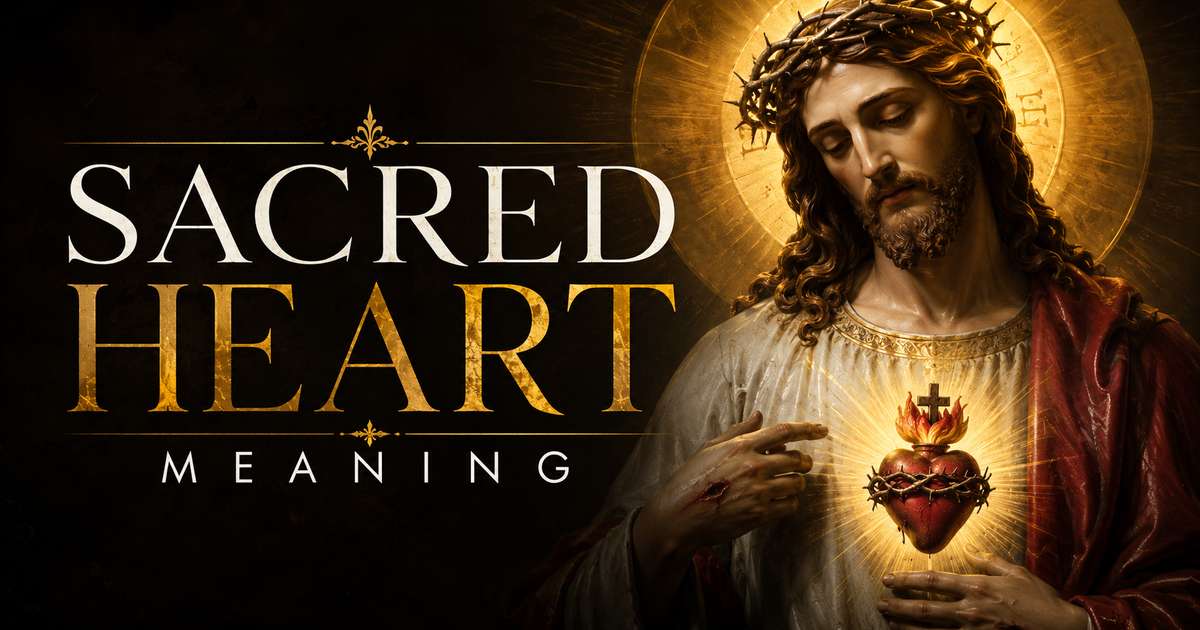 Traditional painting of Jesus showing the Sacred Heart surrounded by light and a crown of thorns